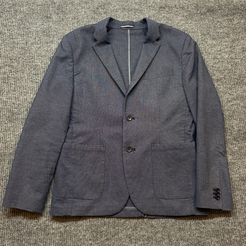 Old Navy Blazer Jacket Mens M Blue Textured Cotton Blend Sport Coat Casual